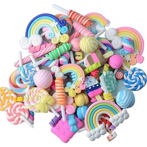 20 Pcs Mixed Color Kawaii Soft Pottery Candy Cabochons DIY Crafts Mobile Phone Shell Materials Scrapbooking Hair Accessories