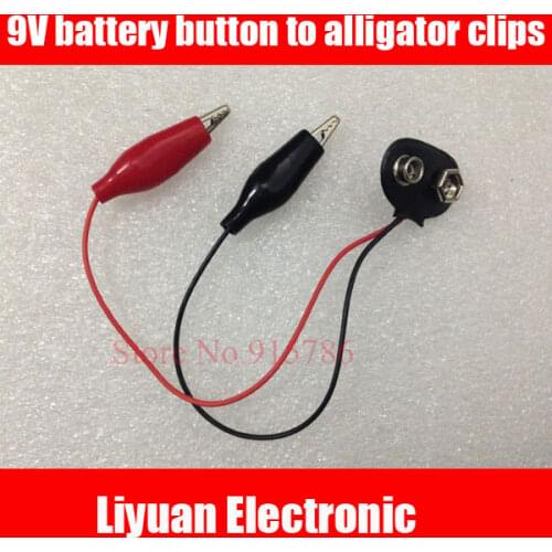 30pcs 9V battery button to alligator clips / 9V battery measurement test leads / battery button cable