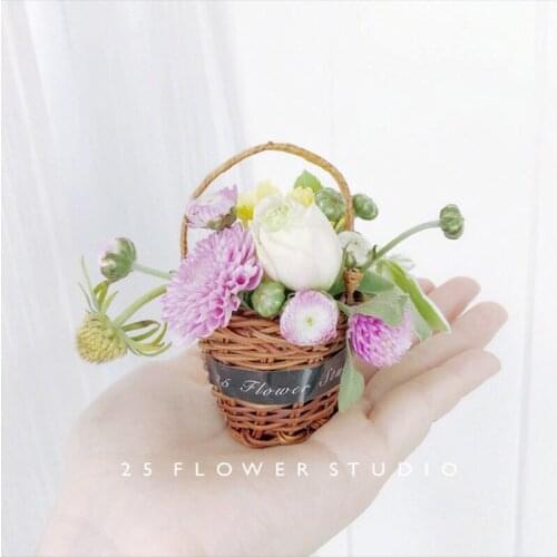 4pcs Mini Palm Flower Basket Lovely Sweetheart Flower Basket Dried Flower Flower Arrangement Flower Basket Decorative Basket