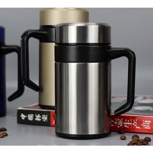 400ml 304 Stainless Steel Thermos Mugs Tea Office Cup With Handle Lid Tea Filter Insulated Tea Mug Thermos Cup Office Thermoses