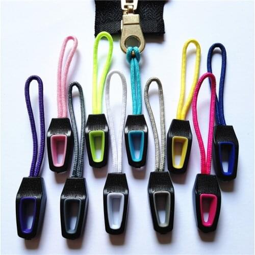 50pcs double hole drawstring zipper backpack accessories with zipper handle DIY zipper head line rope with lasso head