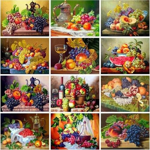 Diamond Painting Kits Fruit Full Round With AB Drill 5D DIY Diamond Embroidery Kit Mosaic Rhinestone Kitchen Home Decoration Art
