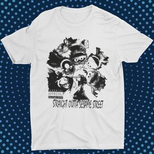 Sesame Street Straight Outta Urban White T Shirt New Official OScar Elmo Fashion 90s 90s Vintage T Shirt Hip Hop T Shirt