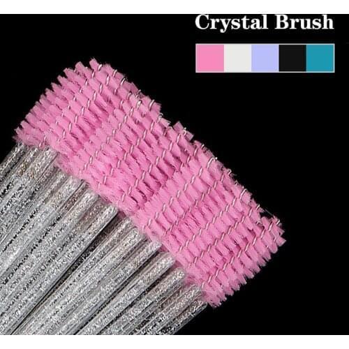 50pcs/lot Shiny Disposable Eyelash Applicators Eyelash Brush Mascara Applicator Eyebrow Brush Comb Wand Wire Makeup Tools