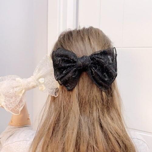 Large Lace Double-Layer Bow Hairpin Fashion Female Hair Clip Accessories Sweet Girl Women Wedding Barrette Simple Headdress