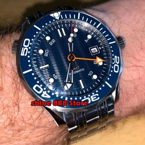 Mens Watches Top Brand Blue Dial GMT Sapphire 41mm Luxury Men Military Steel strap Wristwatch Automatic Watch