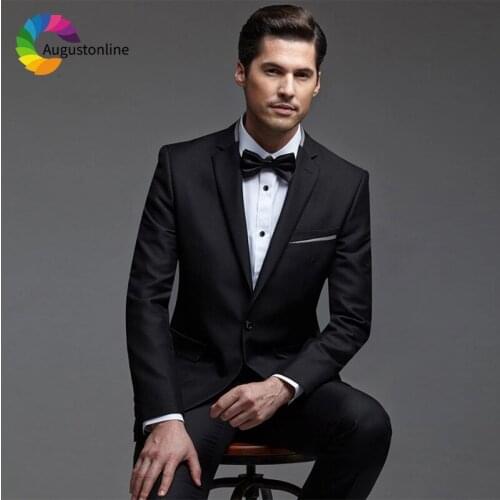 Black Men Suits For Wedding Bridegroom Groomsmen Custom Slim Fit Casual Prom Groom Tuxedo Best Man Blazer Mens Suits With Pants