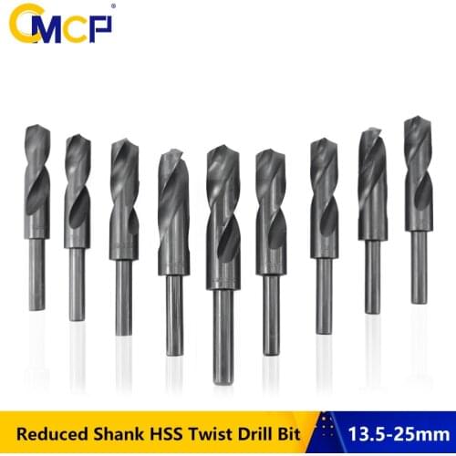 CMCP 1pc 13.5-25mm Reduced Shank HSS Twist Drill Bit For Wood/Metal Nitride Coated Gun Drill Bit Hole Cutter