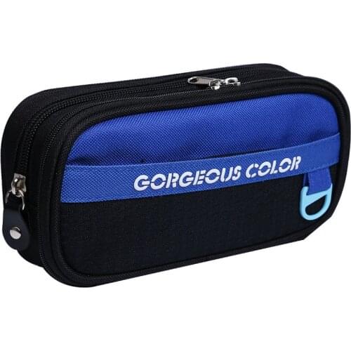 Stitching color pencil case large capacity pen case Three-layer canvas pencil bag Boy pen bag gifts for children school supplies