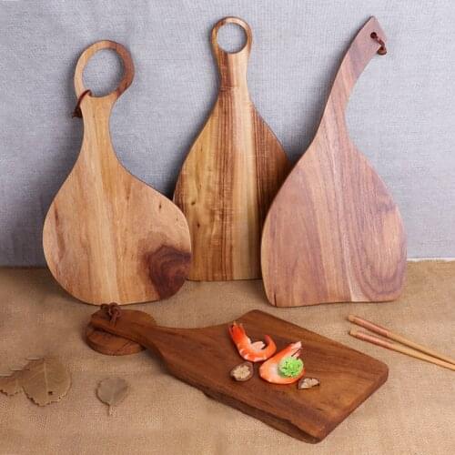 Wood Cutting Board Multifunctional Table Board Kitchen Food Wood Plate Pizza Sushi Bread Whole Tray Hangable Cutting Board