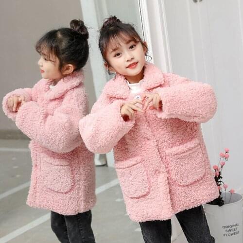 Baby Girls Winter Jackets Lambs Wool Coats Kids Warm Jackets Children Fleece Boy Outerwear Girls Loose Pink Coats Teen Overcoat