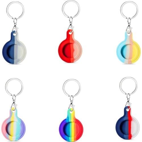 For Airtags Rtainbow Anti-scratch ProtectiveTracker Anti-lost Full Protection Silicone Shock-proof Tracker Cover 95AF