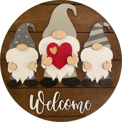 Gnome Door Hanger Seasonal Welcome Sign With Interchangeable Holiday Pieces For Front Door Porch Hanging Handmade Guirnaldas