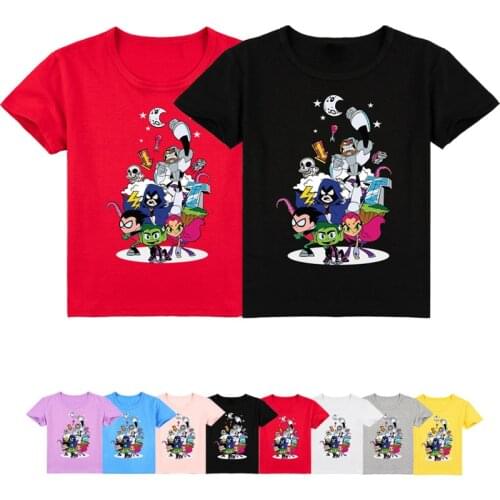 Z&Y 2-16 New Teen Titans GO T Shirt Kids Cartoon Fashion Short O-Neck T-Shirts Boys Summer Clothes Girls Casual Active Tee Shirt