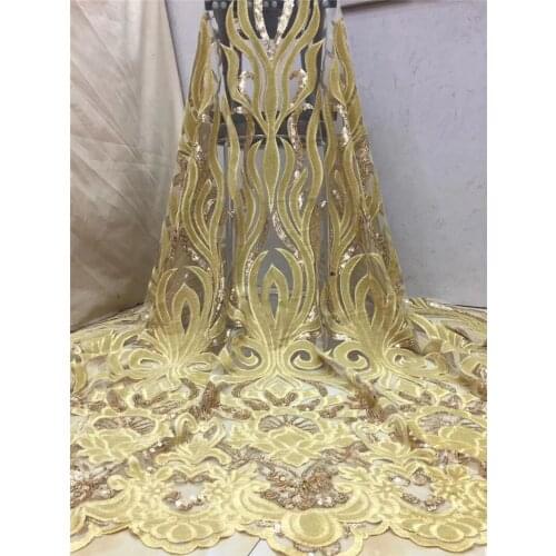 Hot Sale velvet 2YG-20.4423 Sequins Lace High Quality African Lace Fabric Nigerian Party Lace Fabric for Tulle Lace Fabric