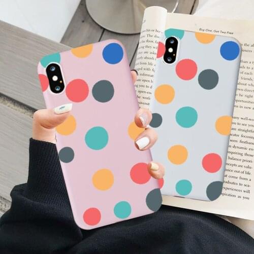 INS Fashion Geometric Color Dot Design Phone Case for Iphone 11 Pro Xs MAX XR X 6 7 8 Plus Simple Couple Soft Silcone Back Cover