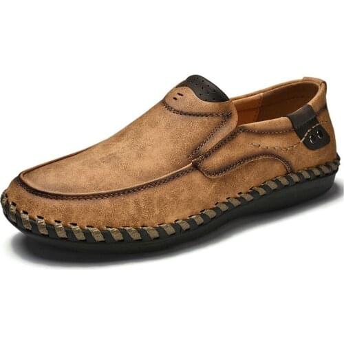 Handmade Men Shoes Leather Casual Man Loafers Light Breathable Soft Moccasins Flat Shoes Fashion Mens Driving Footwear Big Size