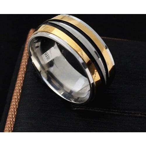 Punk Rock Style Gold silver Ring Mens Fashion Chunky Finger Bling Hip Hop Ring Size 7/8/9/10/11/12 Retro Titanium Steel Rings