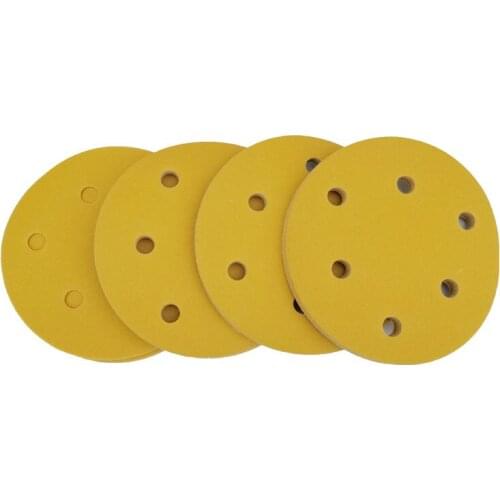 100pcs 5 inch 125 mm round sandpaper six-hole disc sandpaper sand plate polishing grinding plate flocking sandpaper