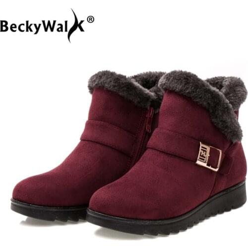 New 2021 women winter boots suede ankle snow boots Female warm fur plush insole comfortable botas mujer flat shoes woman WSH3144