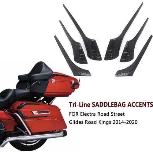 New Motorcycle Black Tri-Line Saddlebag Hinge Covers FOR HARLEY Electra Road Street Glides Road Kings 2014-2020