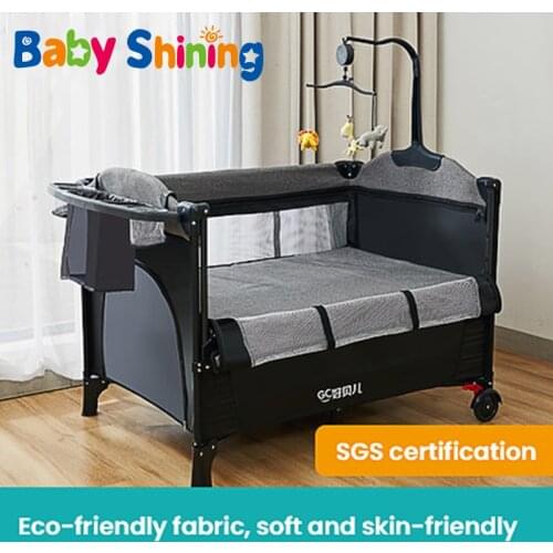 Baby Crib Mobile Portable Foldable Multifunctional Bb Baby Bed Stitching Big Bed Newborn Small Bed With Mosquito Net for 0-3Y