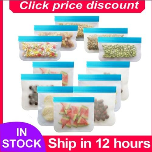 Translucent PEVA Silicone Food Storage Bag Reusable Clear Pouch Snacks Bread Food Fresh Bag Kitchen Orange Self-sealing Bag