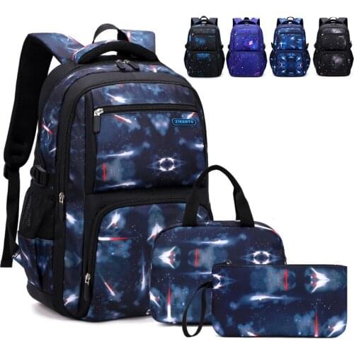 Boys Backpacks Primary Junior High School Bag Kids Bookbag 3 in 1 Casual Daypack Set Fashion Starry Sky Printed Mochila Escolars