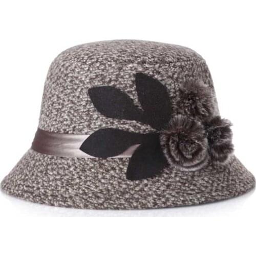 Elegant Party Ladies Fedora Women Hat Lady Cap Winter Warm Hat Womens Faux Woolen Winter Warm Hats Caps 57-58cm Mom