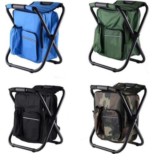 Outdoor Fishing Chair Bag Folding Camping Stool Portable Backpack Cooler Insulated Picnic Bag Hiking Seat Table Bag