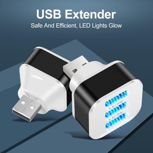 USB2.0 HUB 3 Ports Splitter Cell Phone Chargers Wall Adapter Charger Plug Travel Wall Charger Adapter with LED Indicator