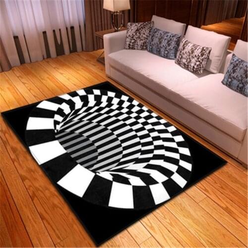Visual Vortex Geometric Living Room Carpet Childrens Bedroom Rug Velvet Non-Slip Kids Play Area Rug Home Kitchen Mat Doormat