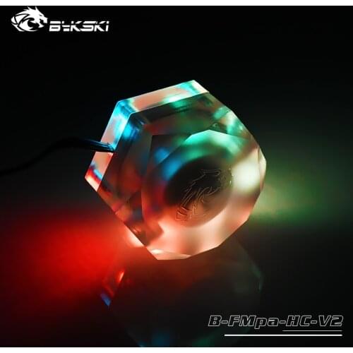 BYKSKI WaterCooler Flow Meter 6-Way G1/4 Thread Flow Meter Fitting 5V A-RGB Light toAURACoolant FilterComputer Cooler ,Fittings