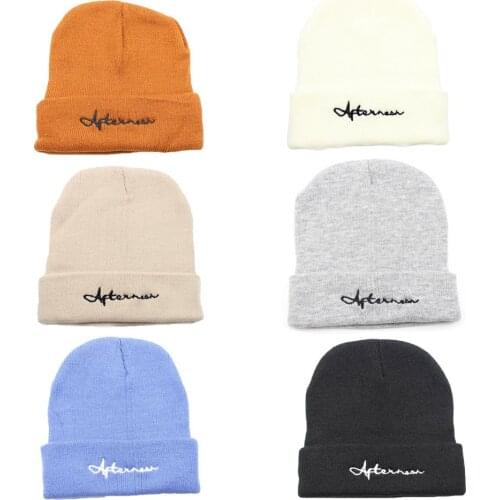 Men Women Knitted Hat Embroidery Beanie Skullcap Cap Cuff Brimless Retro Soft Unisex HipHop Elastic Warm Winter Ski Beanie Hat