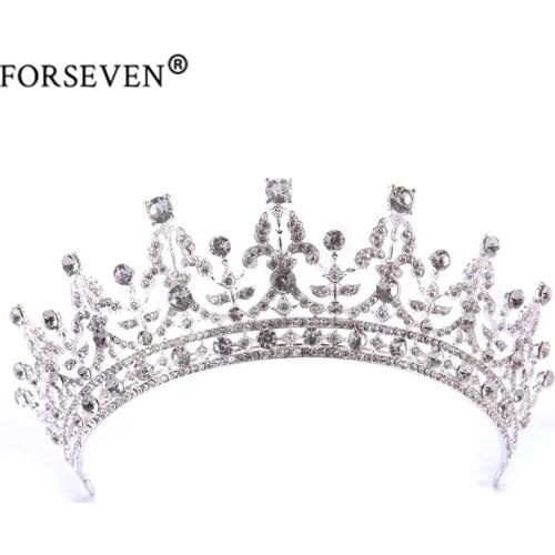 Hair Jewelry Silver Color Crystal Tiara Crown For Wedding Bride Hair Accessories Women Queen Crown Wedding Hair Jewelry