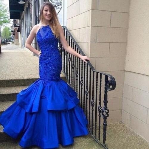 Royal Blue Mermaid Prom Dresses Long 2021 vestidos de gala Imported Party Dress Formal Women Girls Formal Women Evening Gowns