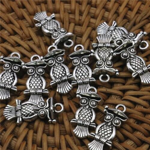 10PCS HOT Lucky DIY Loose Finding Owl-Shaped Copper Beads Accessories Crafts Girl Jewelry Making Design 10x22mm Pendant Necklace