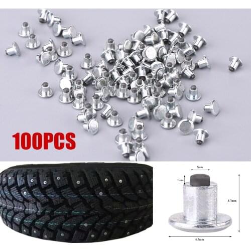 100pcs 6.5mm/0.26Spikes Car Wheel Tyre Studs Snow Winter Anti-Slip Screw Stud Trim for Auto SUV ATV Truck Motorcycle Universal