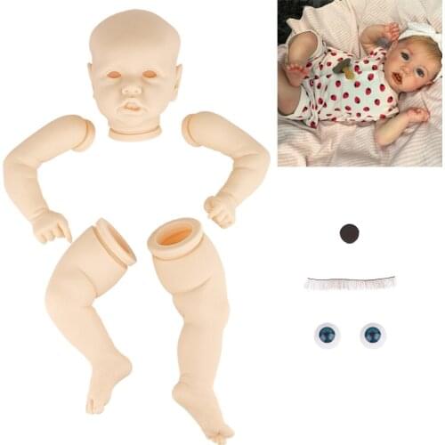 22 Inche Silicone Body Reborn Baby Doll Saskia Vinyl Unpainted Unfinished Doll Parts DIY Blank Doll Kit