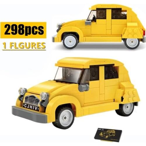 298PCS New s Cada Blocks Series Retro Classic Mini 2VC Car Model 1948 Car Educational Toys Building Bricks Birthday Gifts