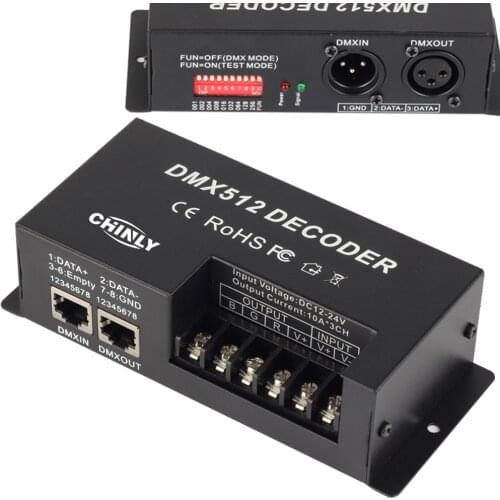 3 Channel 30A RGB DMX 512 LED Decoder Controller DMX dimmer use for DC12-24V RGB LED strip
