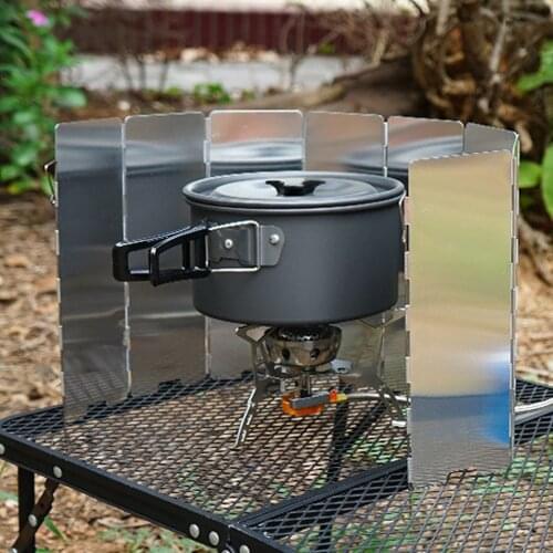 9 Plates Strong Wind Shield Deflector Windscreen Guard Folding Outdoor Camping Barbecue Picnic Stove Burner Furnace Protection
