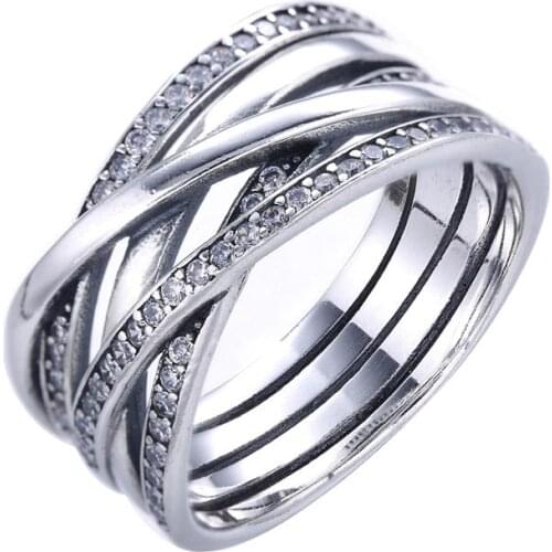 Ajax 925 Sterling Silver Charm Crystal Clear Simple Ring As The Best Gift For Women