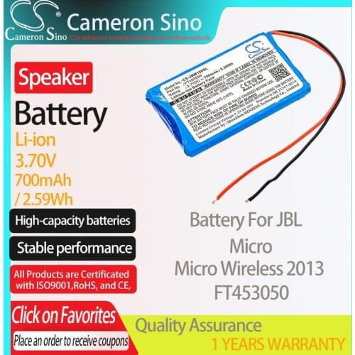 CameronSino Battery for JBL Micro Micro Wireless 2013 fits JBL FT453050 Speaker Battery 700mAh/2.59Wh 3.70V Li-ion