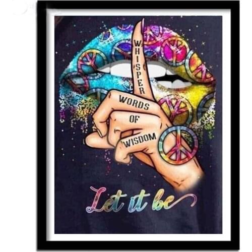 Diy 5d Full Diamond Embroidery Cartoon Character Diamond Painting Hip Hop Lips Mosaic Furniture Decoration Hobby Gift