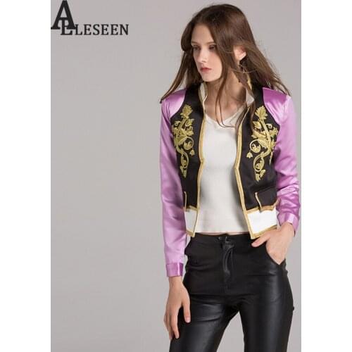 England New Short Jackets Women Long Sleeve Autumn Winter 2018 Fashion Gold Embriodery Patchwork Elegant Luxury Slim Jacket