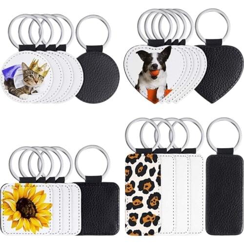 20 Pieces Sublimation Blank Keychains PU Leather Keychain Pendant Heat Transfer Keychain Ornament for DIY Crafts Making