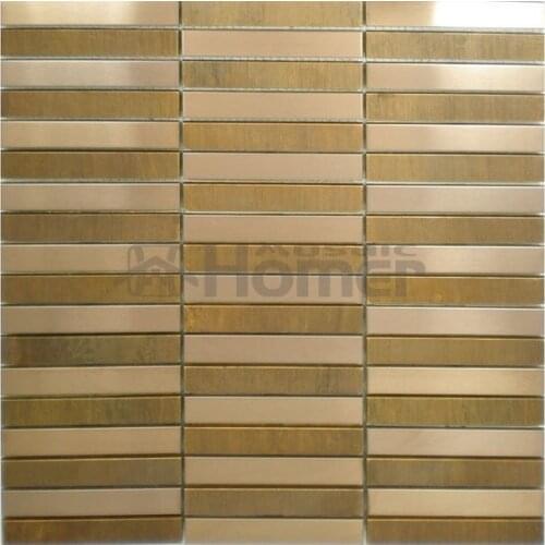 Bronze and stainless steel Mosaic Metal Wall TILE strip pattern dining room wall tiles bedroom wall decor metal mosaic tiles