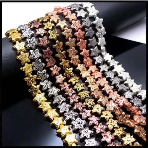 New style Volcanic natural stone electroplating 13mm star beads loose shaped beads DIY jewelry accessories charm beads making