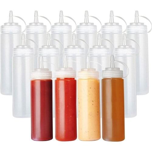 Condiment Squeeze Bottles With On Cap Lids Squeeze Bottle For Ketchup Mustard Mayo Hot Sauces Olive Oil Bottles Kitchen Gadgets